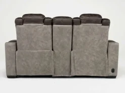 Mor Furniture Lantana 2 Power Console Loveseat In Rocky Gray/Brown