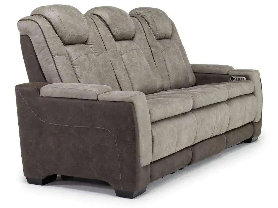 Mor Furniture Lantana 2 Power Sofa In Rocky Gray/Brown