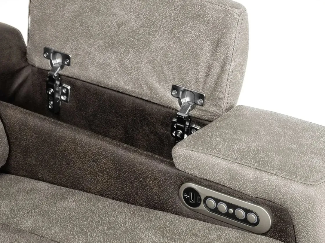 Mor Furniture Lantana 2 Power Sofa In Rocky Gray/Brown