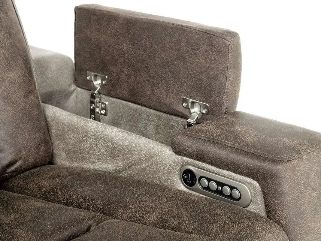 Mor Furniture Lantana 2 Power Sofa In Rocky Gray/Brown