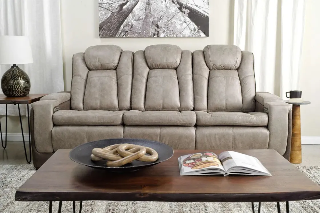 Mor Furniture Lantana 2 Power Sofa In Rocky Gray/Brown