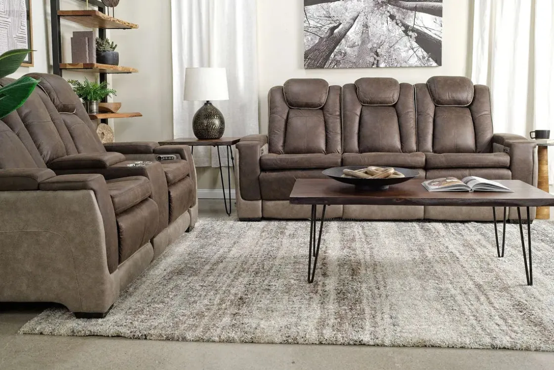 Mor Furniture Lantana 2 Power Sofa In Rocky Gray/Brown