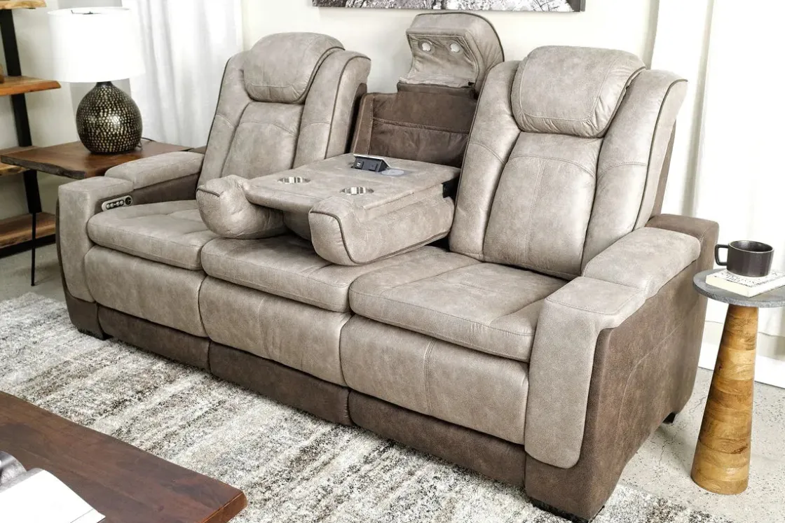 Mor Furniture Lantana 2 Power Sofa In Rocky Gray/Brown