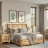 Mor Furniture Laramie Panel Bed, Dresser, Mirror & 2 Drawer Nightstand In Honey Wheat, Queen