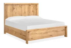 Mor Furniture Laramie Panel Bed, Dresser, Mirror & 2 Drawer Nightstand In Honey Wheat, Queen