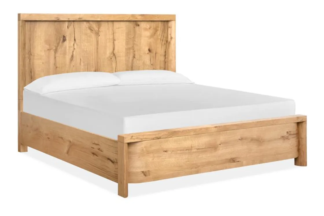Mor Furniture Laramie Panel Bed, Dresser, Mirror & 2 Drawer Nightstand In Honey Wheat, Queen