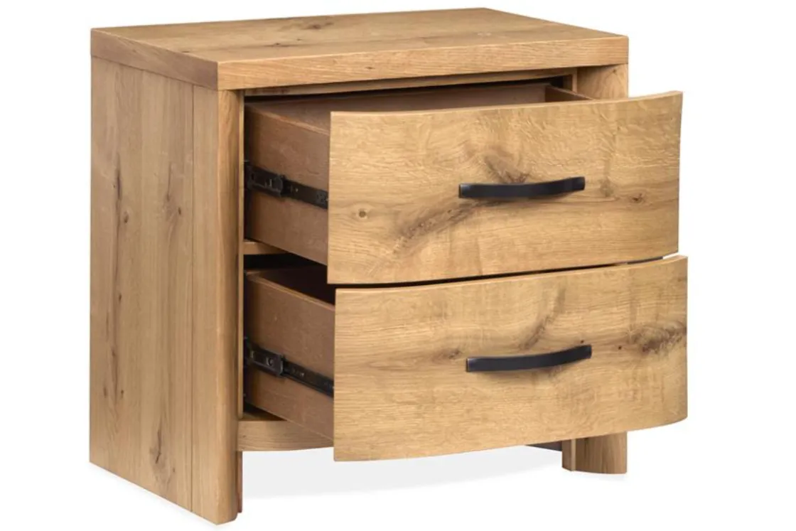 Mor Furniture Laramie Panel Bed, Dresser, Mirror & 2 Drawer Nightstand In Honey Wheat, Queen
