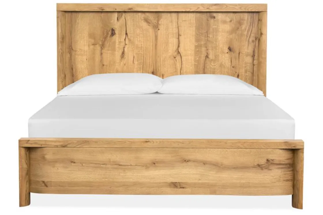 Mor Furniture Laramie Panel Bed, Dresser, Mirror & 2 Drawer Nightstand In Honey Wheat, Queen