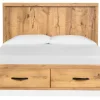 Mor Furniture Laramie Panel Bed W/ Storage In Honey Wheat, Queen