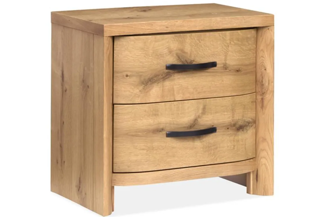 Mor Furniture Laramie Panel Bed W/ Storage, Dresser, Mirror & 2 Drawer Nightstand In Honey Wheat, Queen