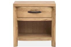 Mor Furniture Laramie Panel Bed W/ Storage, Dresser, Mirror & 2 Drawer Nightstand In Honey Wheat, Queen