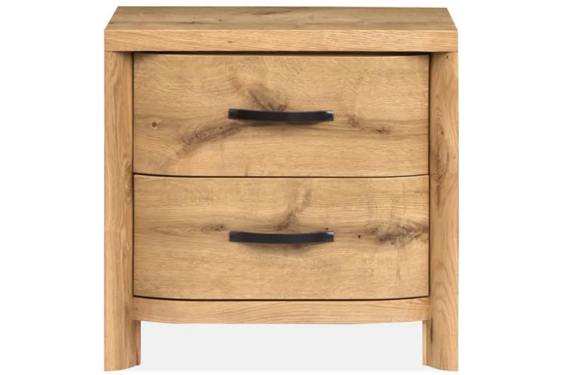 Mor Furniture Laramie Panel Bed W/ Storage, Dresser, Mirror & 2 Drawer Nightstand In Honey Wheat, Queen