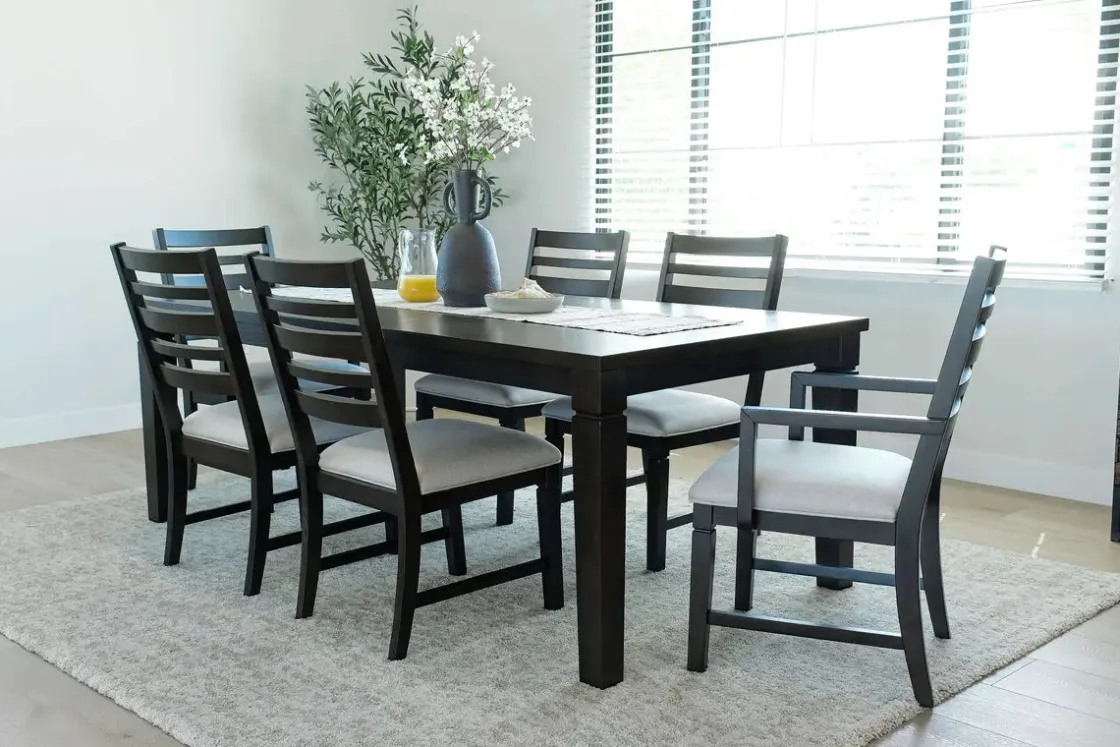 Mor Furniture Lincoln Dining Table, 4 Chairs & 2 Arm Chairs In Dark Espresso