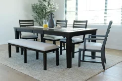 Mor Furniture Lincoln Dining Table, 2 Chairs, 2 Arm Chairs & Bench In Dark Espresso