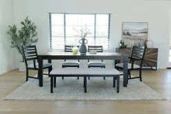 Mor Furniture Lincoln Dining Table, 2 Chairs, 2 Arm Chairs & Bench In Dark Espresso