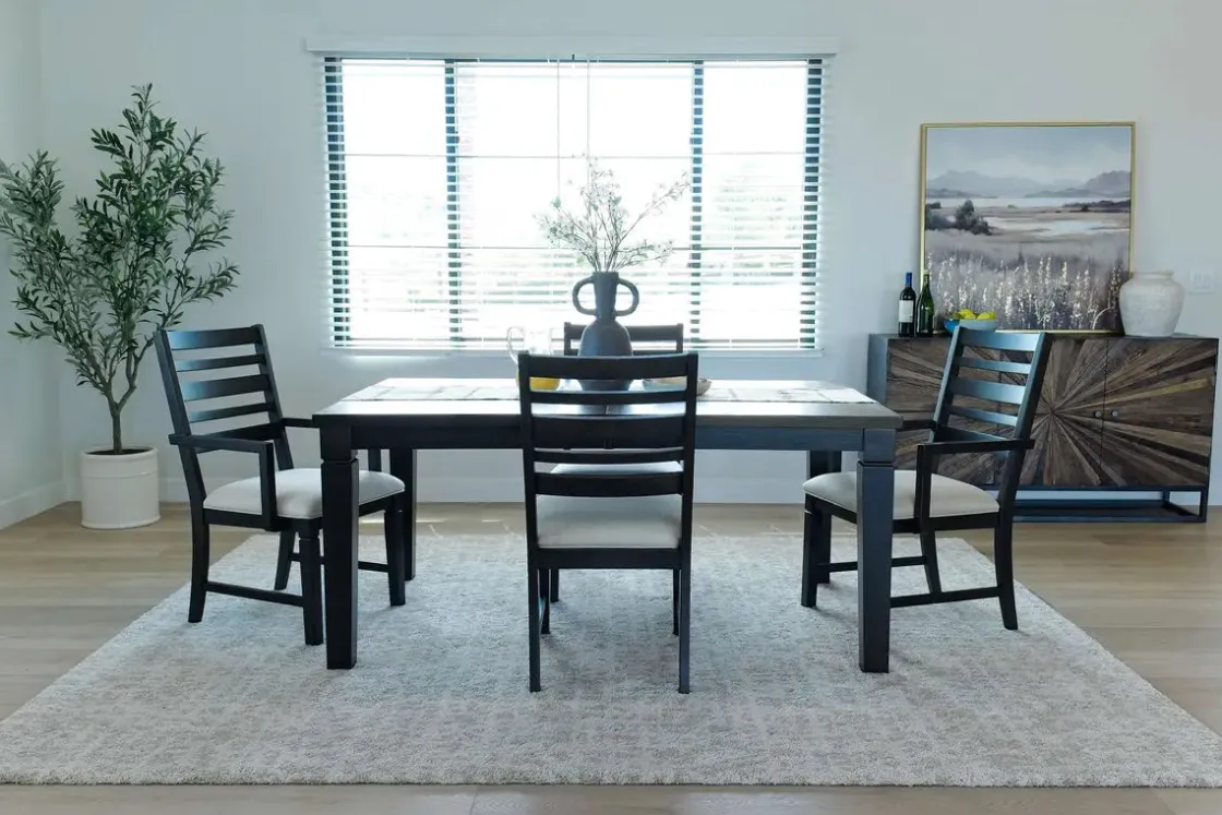 Mor Furniture Lincoln Dining Table, 2 Side Chairs & 2 Arm Chairs In Dark Espresso