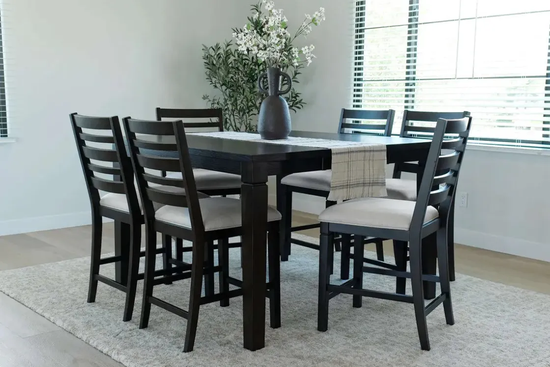 Mor Furniture Lincoln Square Counter Height Dining Table & 6 Stools In Dark Espresso
