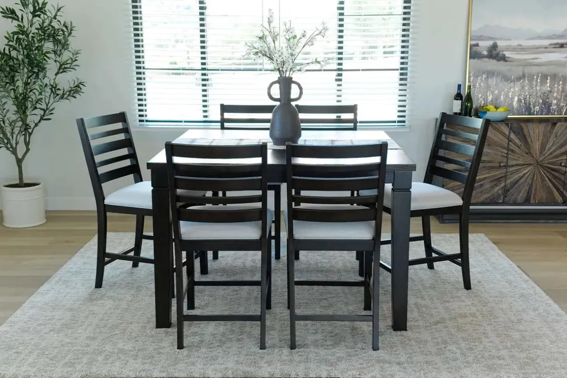 Mor Furniture Lincoln Square Counter Height Dining Table & 6 Stools In Dark Espresso