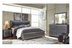 Mor Furniture Lodanna Panel Bed, Dresser, Mirror & Nightstand In Gray