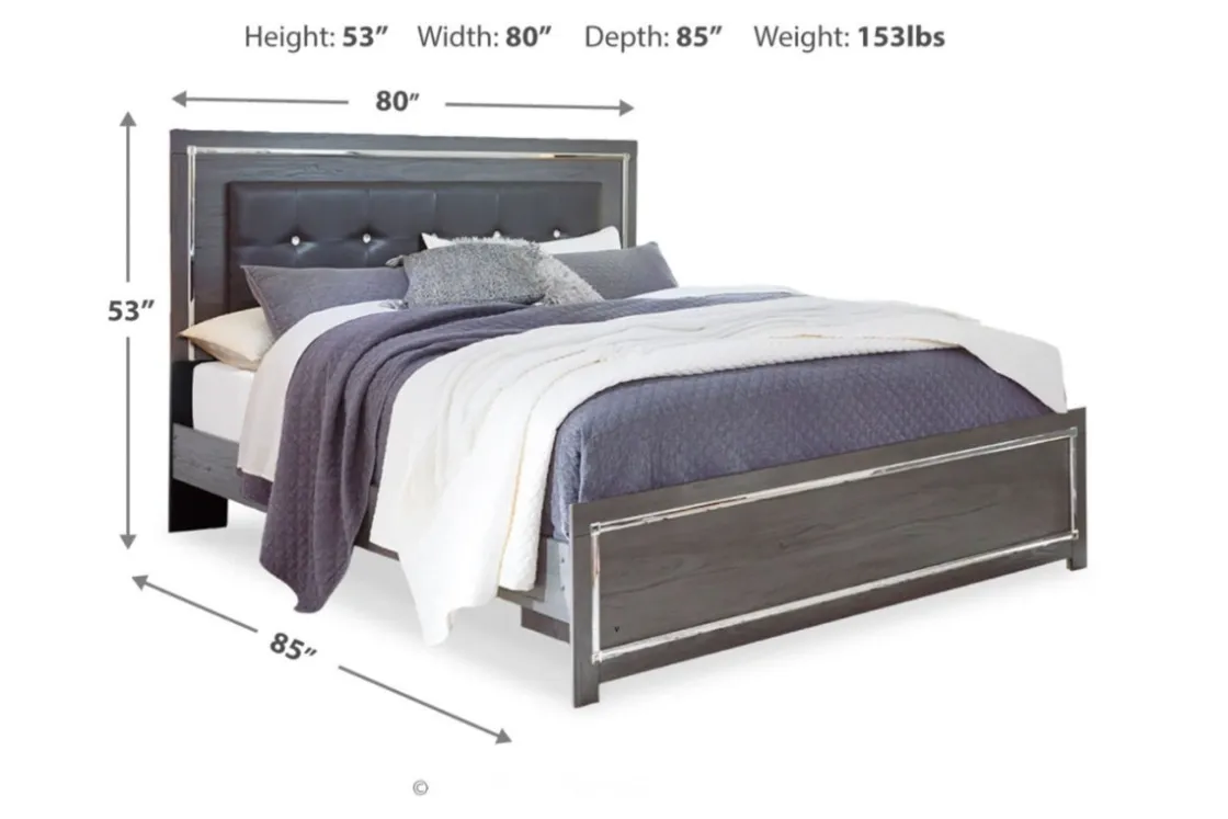 Mor Furniture Lodanna Panel Bed, Dresser, Mirror & Nightstand In Gray
