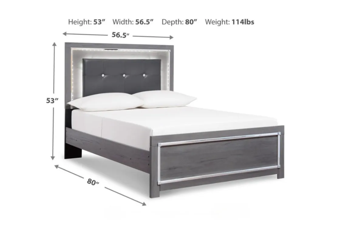 Mor Furniture Lodanna Panel Bed, Dresser, Mirror & Nightstand In Gray