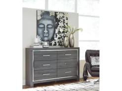 Mor Furniture Lodanna Panel Bed W/ Storage, Dresser, Mirror & Nightstand In Gray, Full