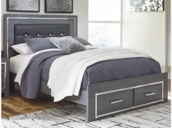 Mor Furniture Lodanna Panel Bed W/ Storage, Dresser, Mirror & Nightstand In Gray, Full
