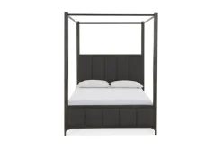 Mor Furniture Lucerne Upholstered Canopy Bed In Vintage Coffee, Queen