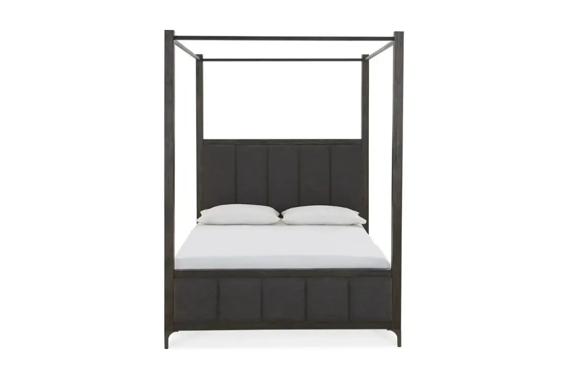 Mor Furniture Lucerne Upholstered Canopy Bed In Vintage Coffee, Queen