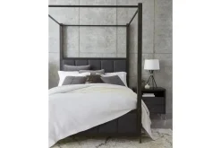 Mor Furniture Lucerne Upholstered Canopy Bed In Vintage Coffee, Queen