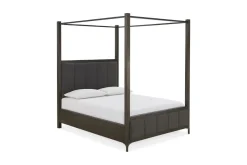 Mor Furniture Lucerne Upholstered Canopy Bed In Vintage Coffee, Queen