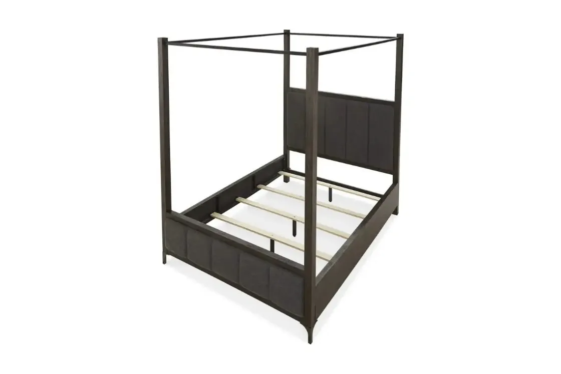 Mor Furniture Lucerne Upholstered Canopy Bed In Vintage Coffee, Queen