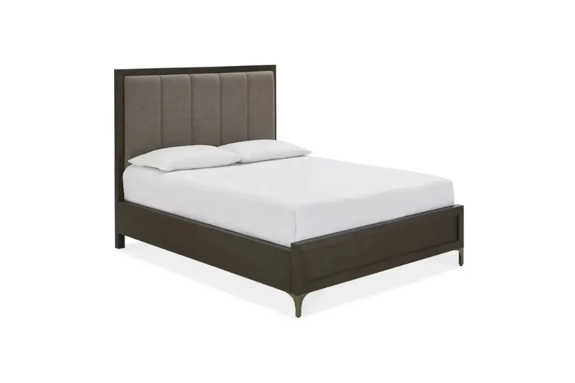 Mor Furniture Lucerne Upholstered Panel Bed In Vintage Coffee, Queen