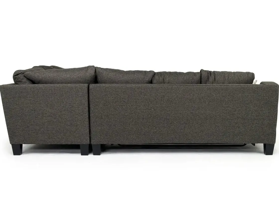 Mor Furniture Lucy Tux Queen Sleeper Sectional W/ Mattress In Splash Charcoal, Left Facing