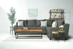 Mor Furniture Lucy Tux Queen Sleeper Sectional W/ Mattress In Splash Charcoal, Left Facing