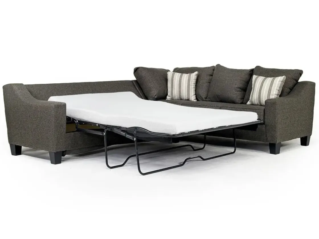 Mor Furniture Lucy Tux Queen Sleeper Sectional W/ Mattress In Splash Charcoal, Left Facing