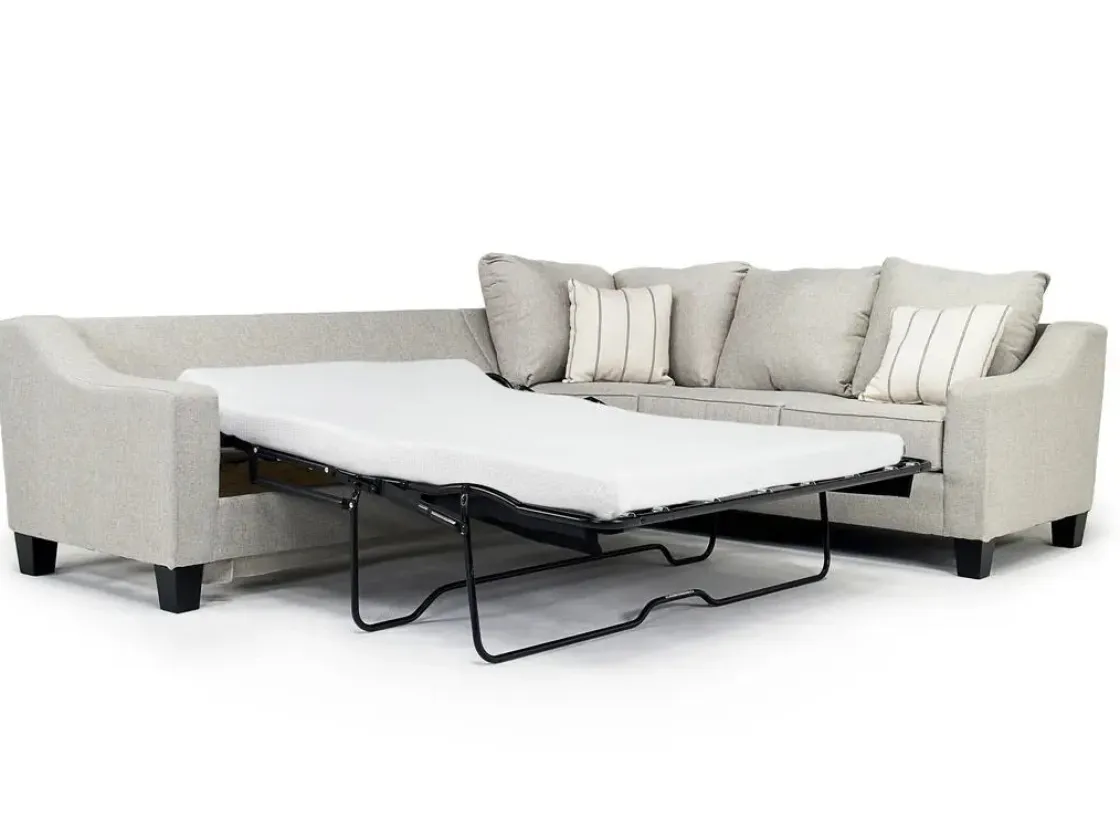 Mor Furniture Lucy Tux Queen Sleeper Sectional W/ Mattress In Splash Charcoal, Left Facing