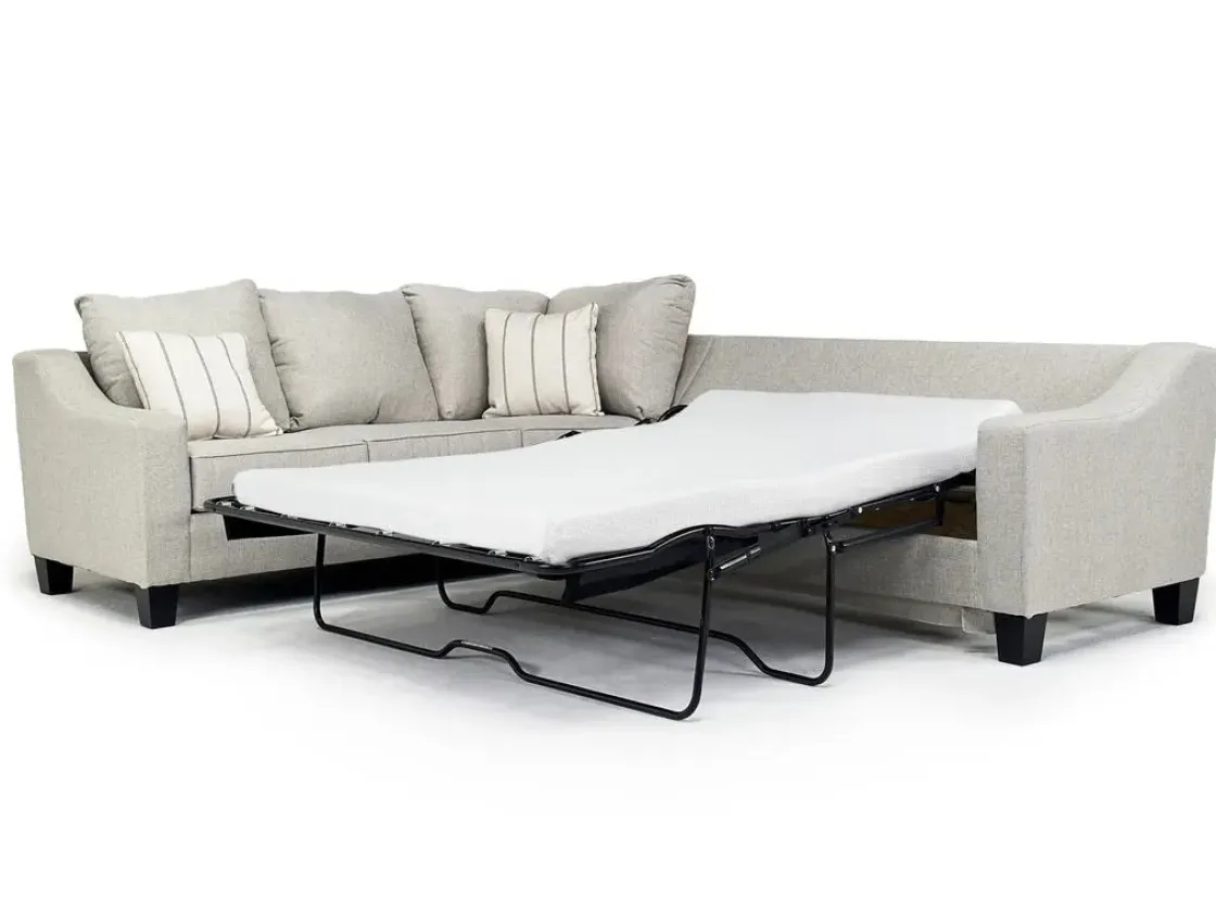Mor Furniture Lucy Tux Queen Sleeper Sectional W/ Mattress In Splash Charcoal, Left Facing
