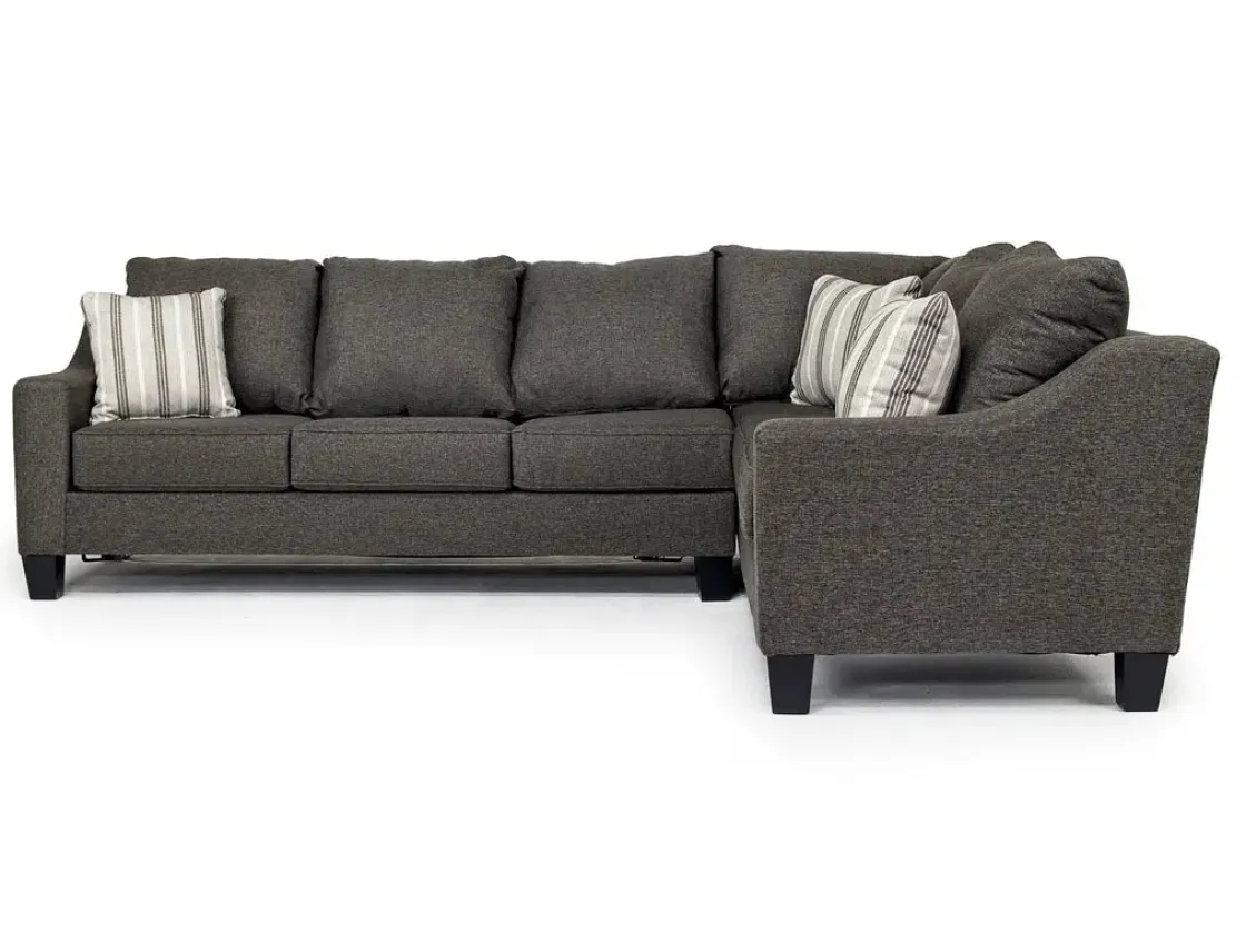 Mor Furniture Lucy Tux Queen Sleeper Sectional W/ Mattress In Splash Charcoal, Left Facing