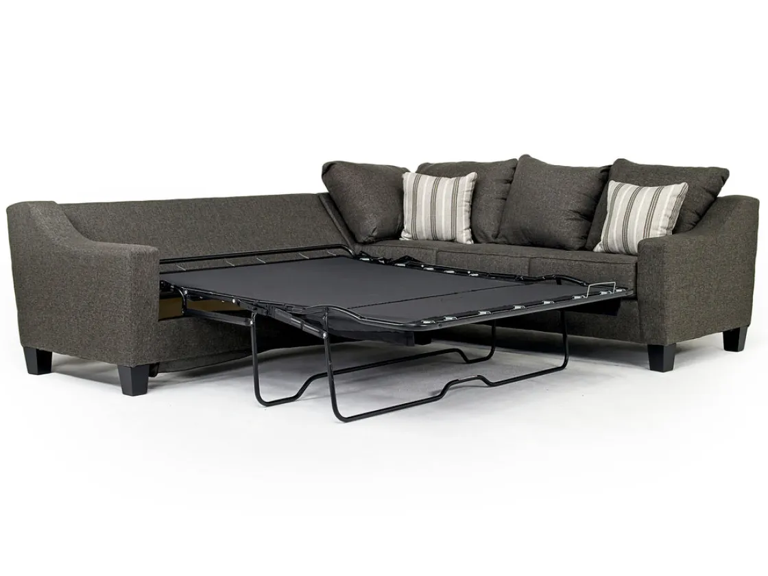 Mor Furniture Lucy Tux Queen Sleeper Sectional In Splash Linen, Right Facing