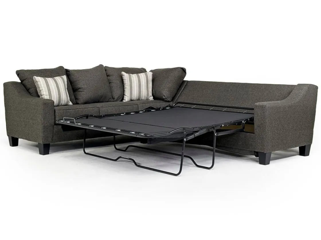 Mor Furniture Lucy Tux Queen Sleeper Sectional In Splash Linen, Right Facing