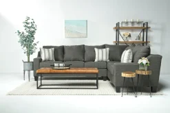 Mor Furniture Lucy Tux Queen Sleeper Sectional In Splash Linen, Right Facing