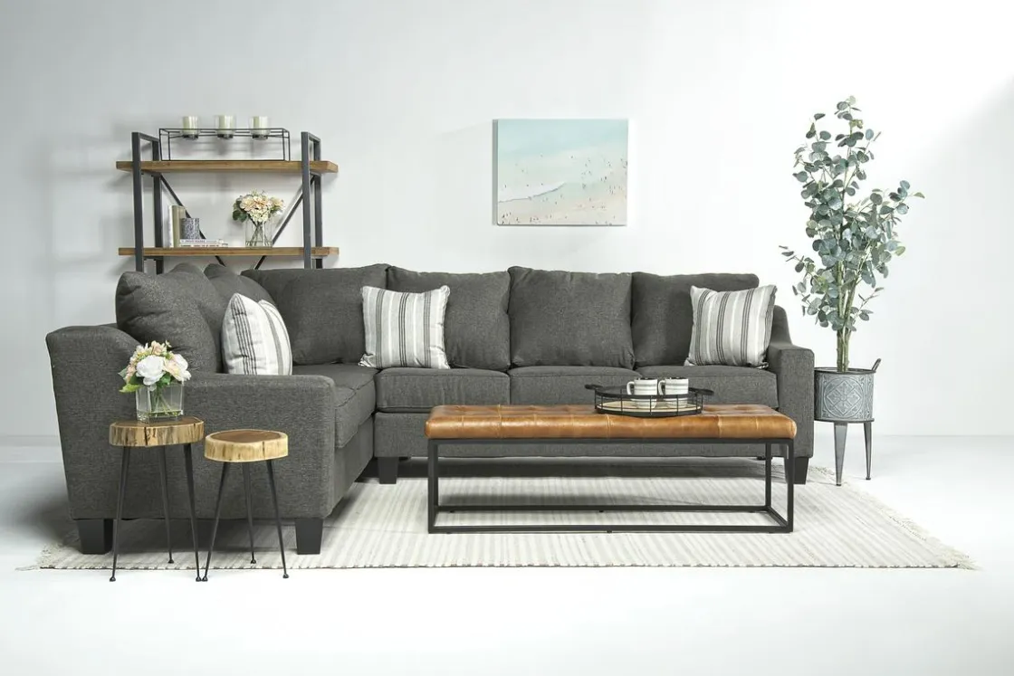 Mor Furniture Lucy Tux Queen Sleeper Sectional In Splash Linen, Right Facing