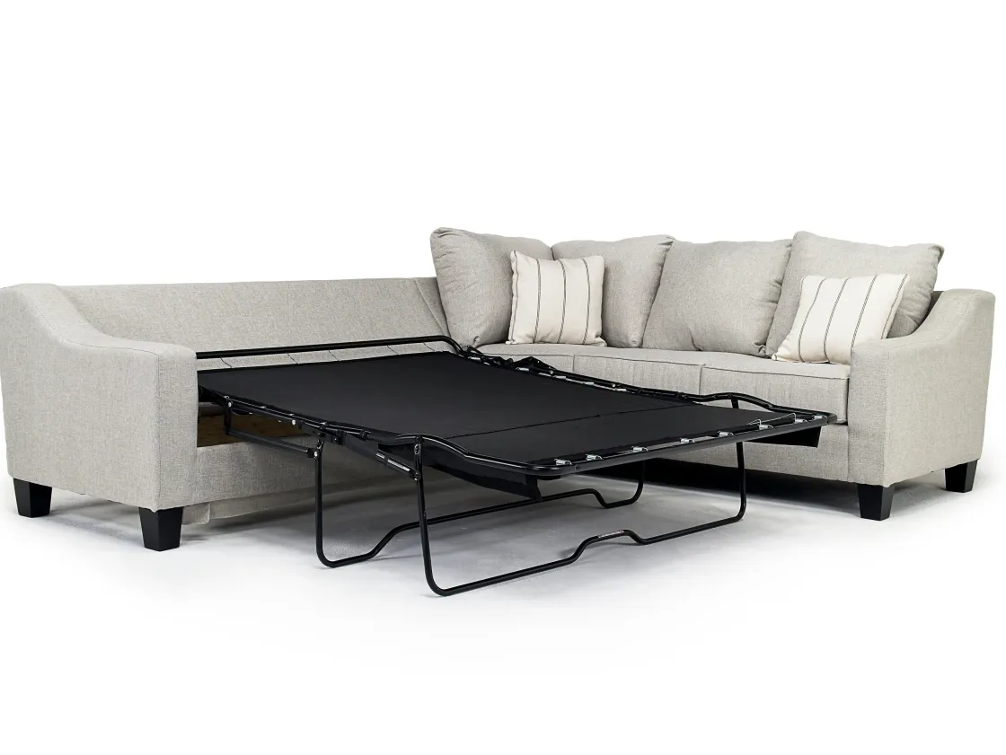 Mor Furniture Lucy Tux Queen Sleeper Sectional In Splash Linen, Right Facing