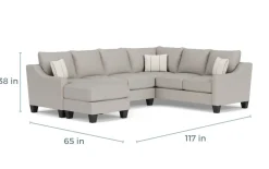 Mor Furniture Lucy Tux Sofa Chaise Sectional In Splash Linen, Right Facing