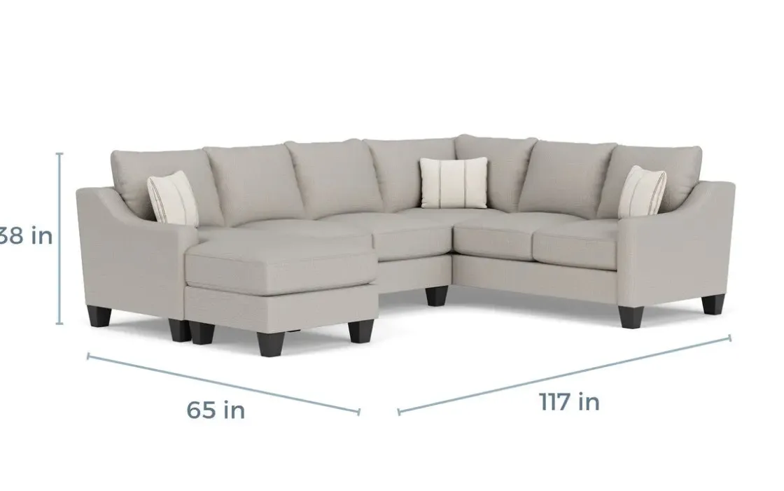 Mor Furniture Lucy Tux Sofa Chaise Sectional In Splash Linen, Right Facing