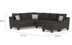 Mor Furniture Lucy Tux Sofa Chaise Sectional In Splash Linen, Right Facing