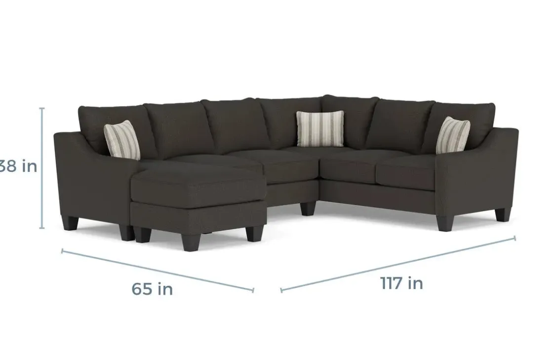 Mor Furniture Lucy Tux Sofa Chaise Sectional In Splash Linen, Right Facing