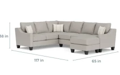 Mor Furniture Lucy Tux Sofa Chaise Sectional In Splash Linen, Right Facing