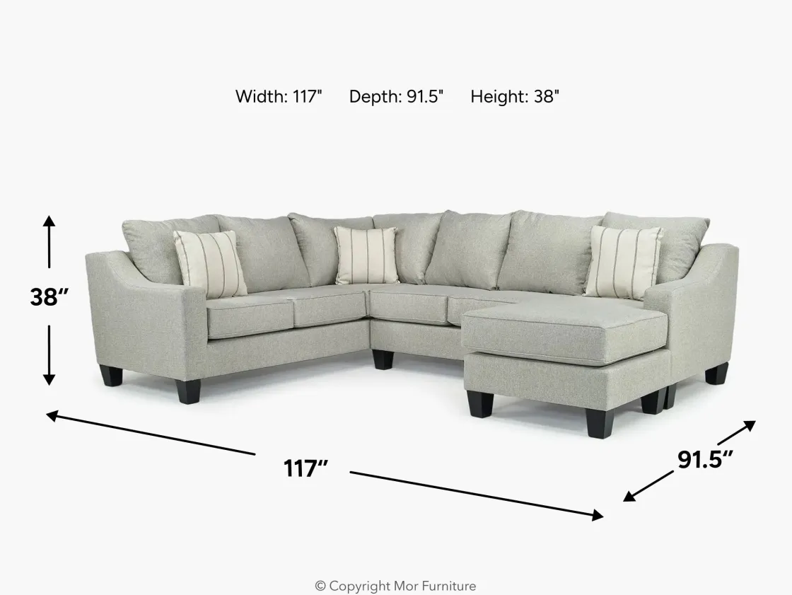 Mor Furniture Lucy Tux Sofa Chaise Sectional In Splash Linen, Right Facing